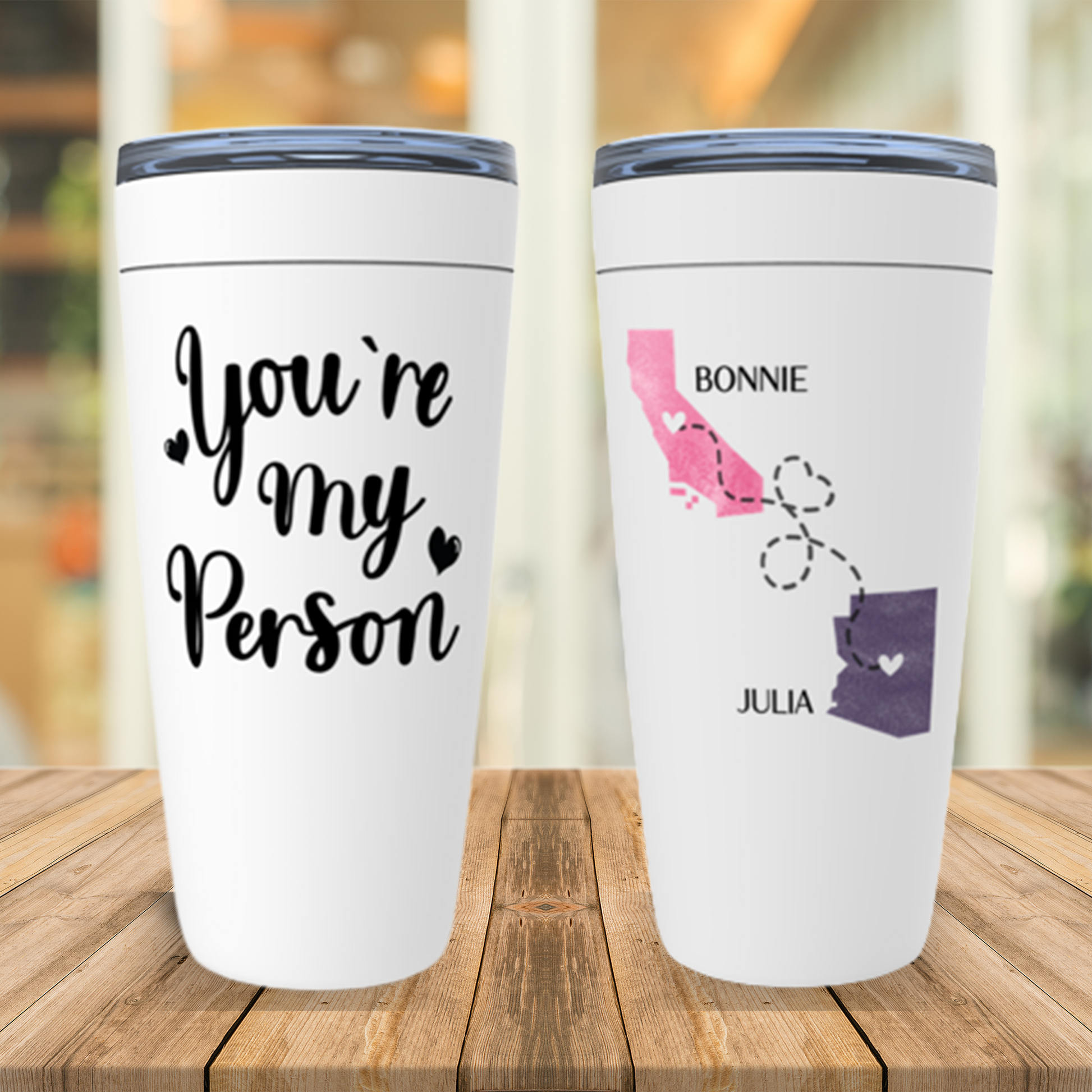 You're My Person Tumbler, Personalized Long Distance Friendship Gift, Best Friend or Sister State to State Custom Mug, Valentine's Day Gift