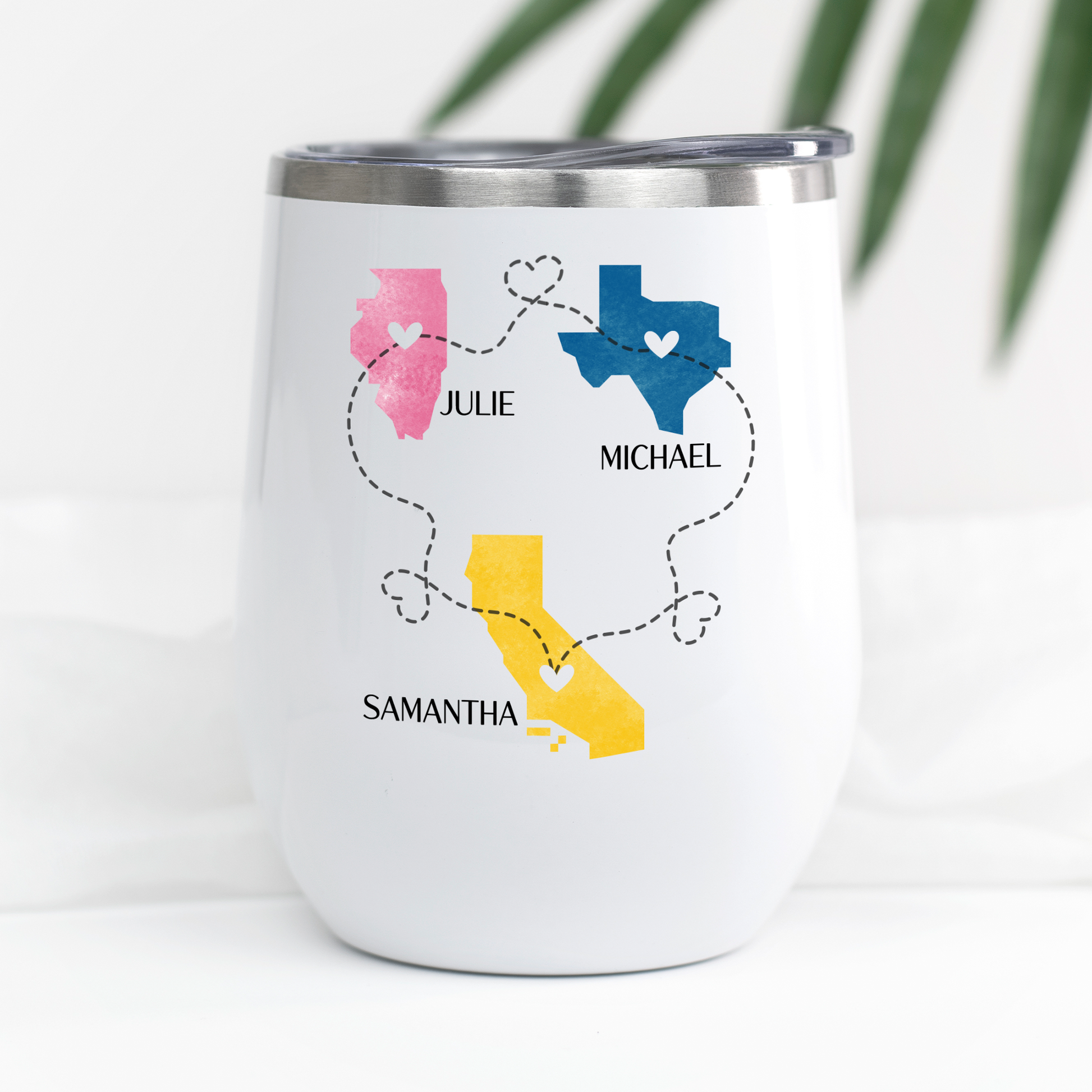 Friends Forever Wine Tumbler, Moving Away Gift, Personalized Long Distance Friendship State Cup, Best Friend Birthday or Christmas Gift