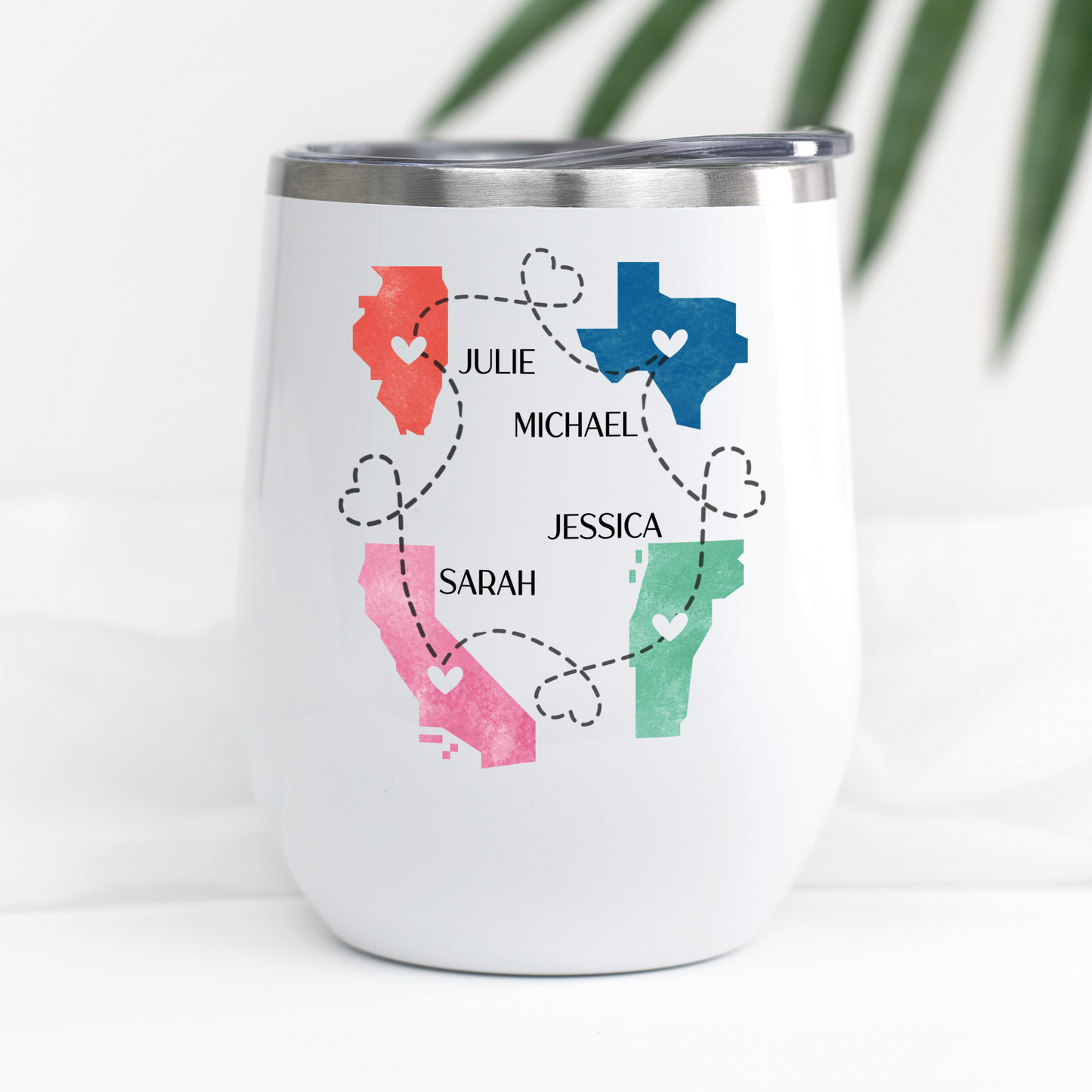 Friends Forever Wine Tumbler, Moving Away Gift, Personalized Long Distance Friendship State Cup, Best Friend Birthday or Christmas Gift