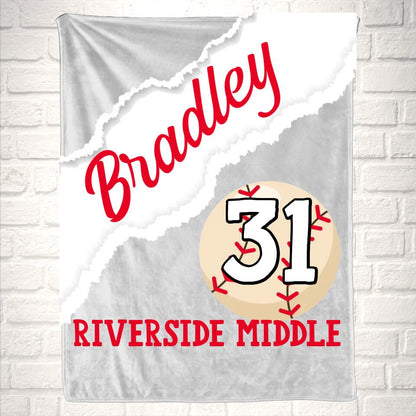 Custom Baseball Name Sport Blanket