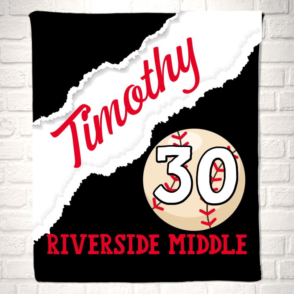 Custom Baseball Name Sport Blanket
