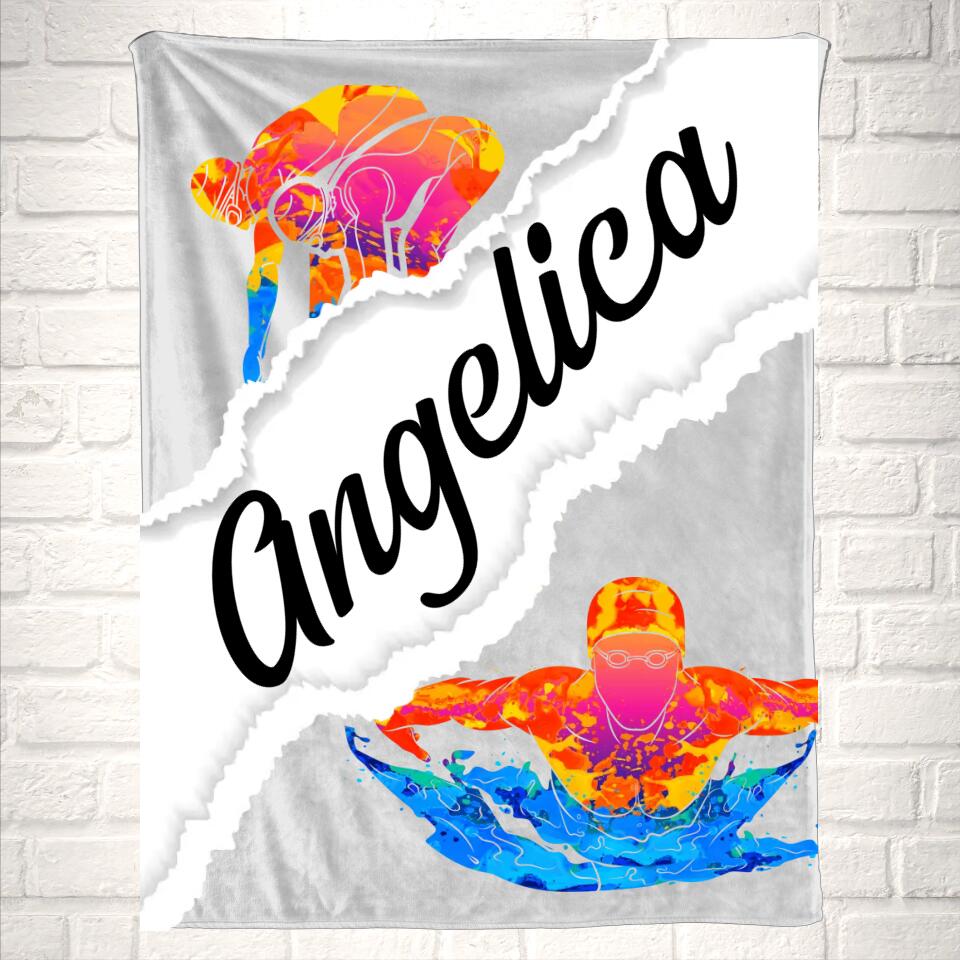 Custom Swimmer Name Sport Blanket
