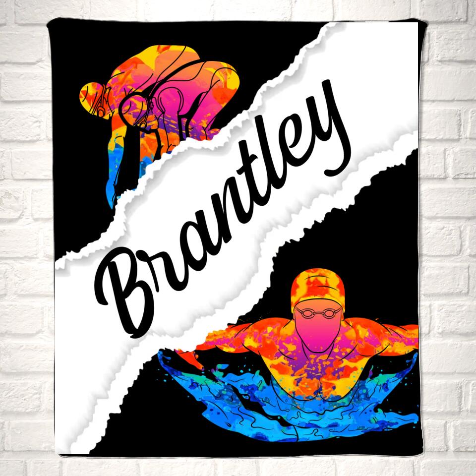 Custom Swimmer Name Sport Blanket