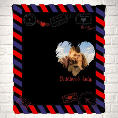 Personalized Names Love Letter to Girlfriend Couple Photo Blanket