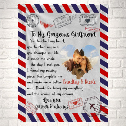 Personalized Names Love Letter to Girlfriend Couple Photo Blanket