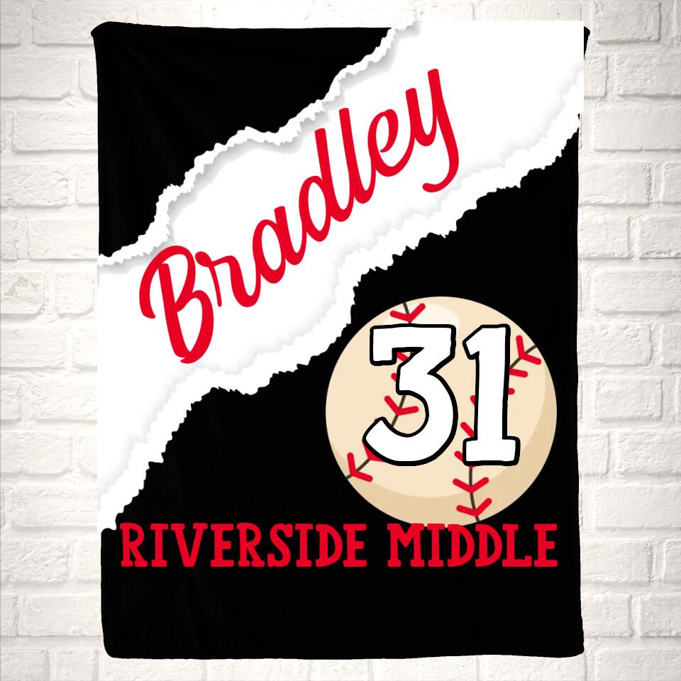 Custom Baseball Name Sport Blanket