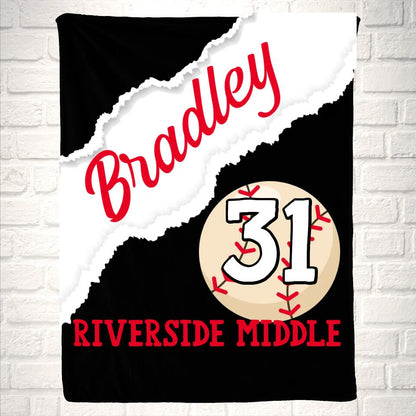 Custom Baseball Name Sport Blanket