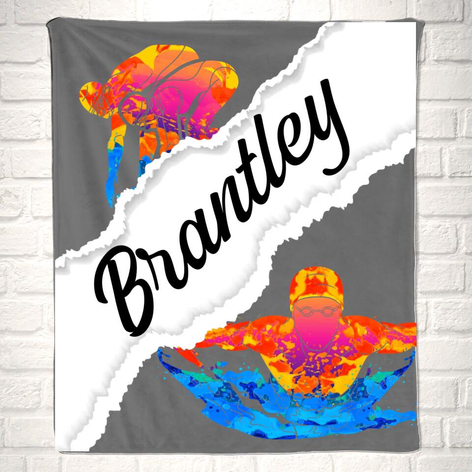 Custom Swimmer Name Sport Blanket