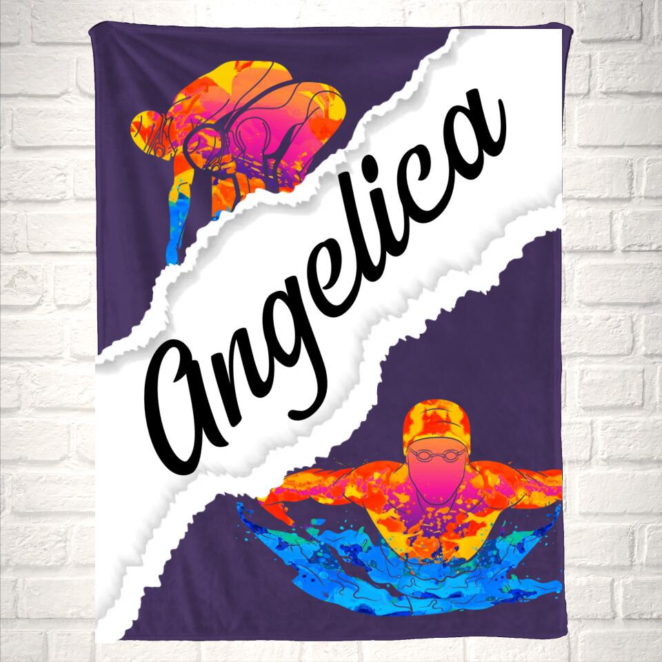 Custom Swimmer Name Sport Blanket