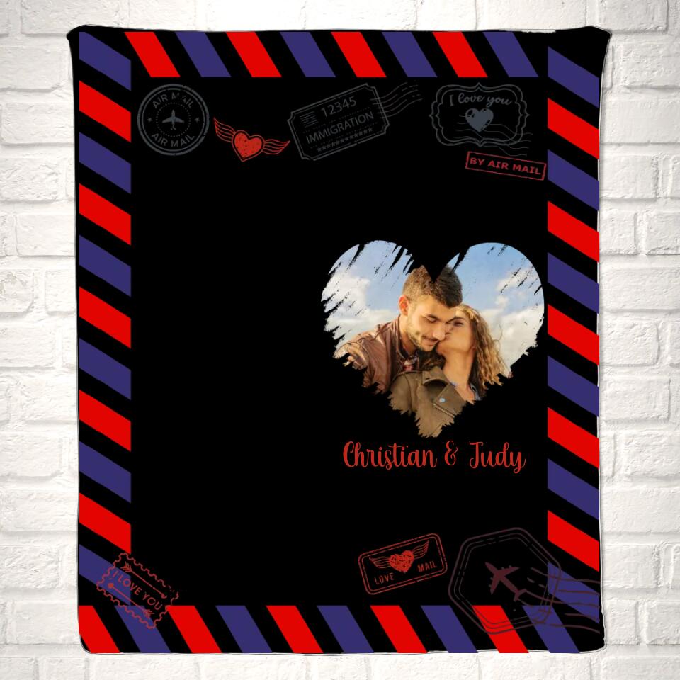 Personalized Names Love Letter to Wife Couple Photo Blanket