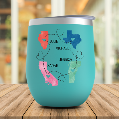Friends Forever Wine Tumbler, Moving Away Gift, Personalized Long Distance Friendship State Cup, Best Friend Birthday or Christmas Gift