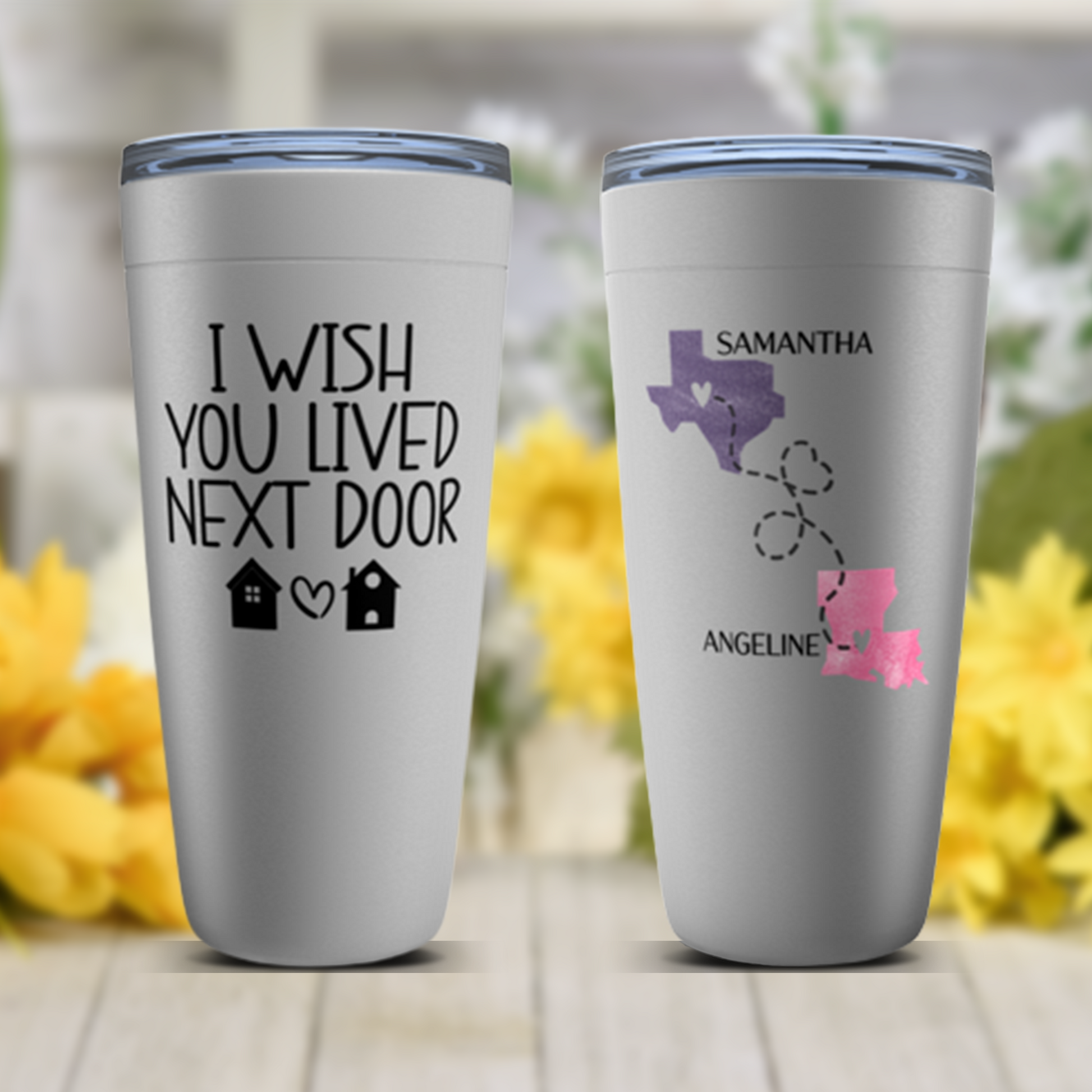 Long Distance Friend Gift, I Wish You Lived Next Door Personalized Tumbler, Moving Away Gift For Sister, Cousin, Mom Missing You Present