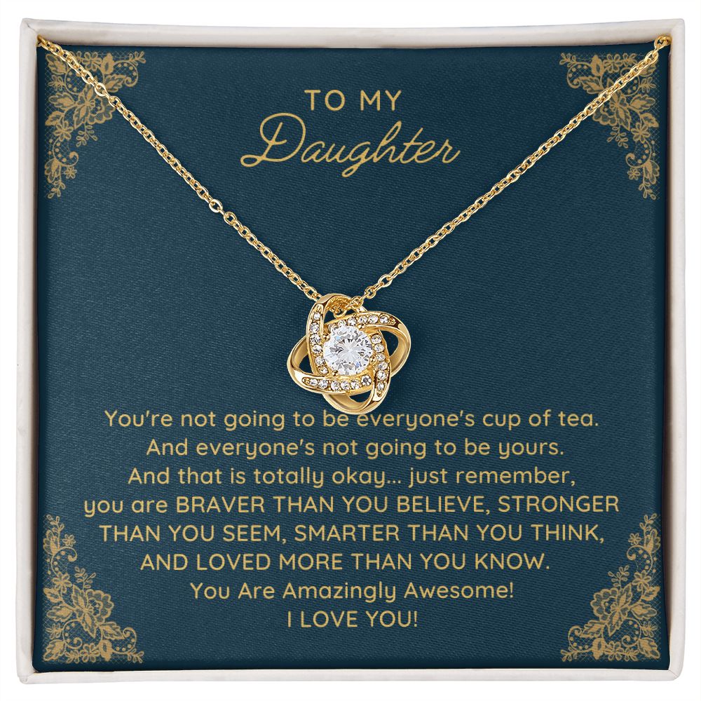 To My Daughter Love Knot Necklace