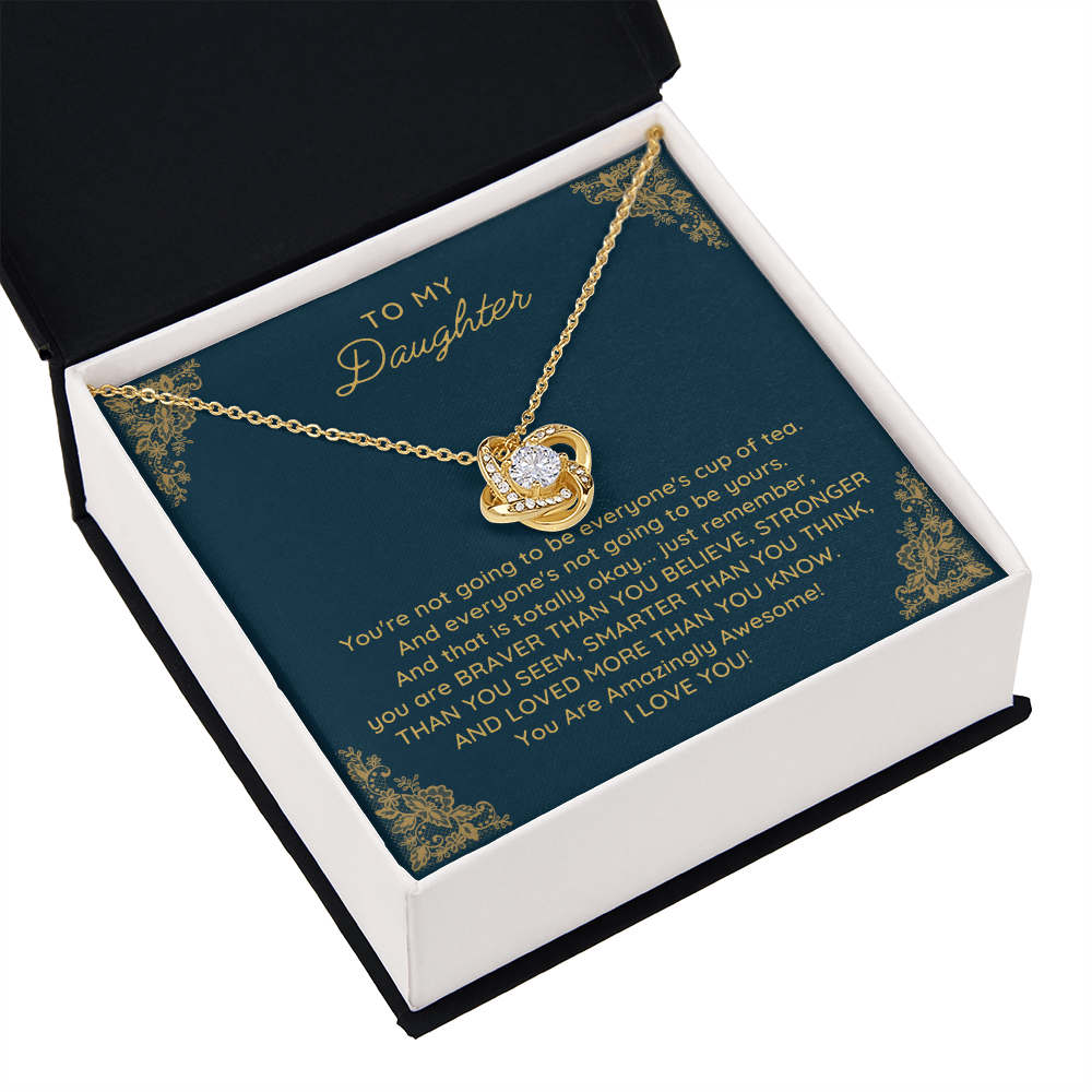 To My Daughter Love Knot Necklace