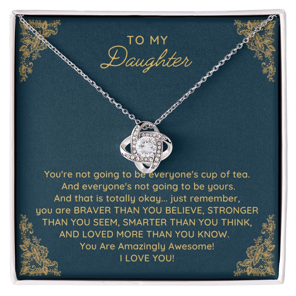 To My Daughter Love Knot Necklace