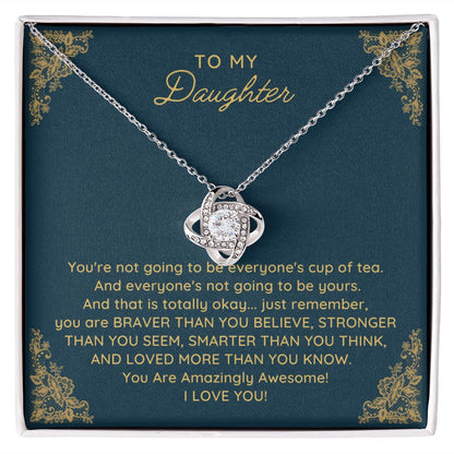 To My Daughter Love Knot Necklace
