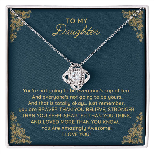 To My Daughter Love Knot Necklace