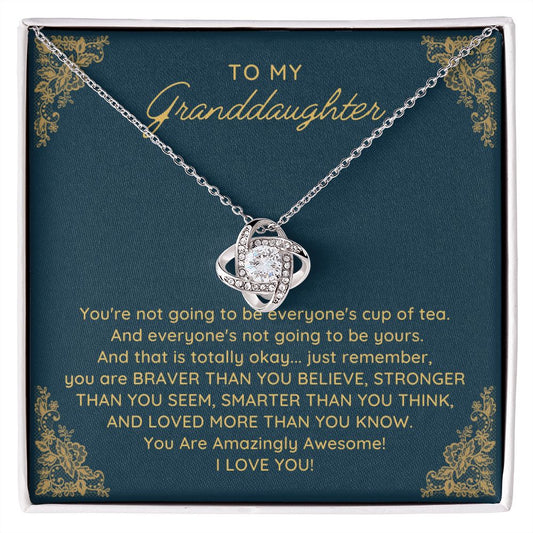 To My Granddaughter Love Knot Necklace