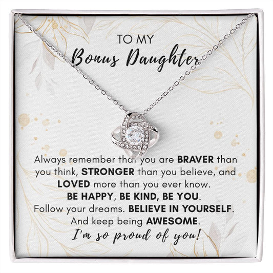 To My Bonus Daughter Love Knot Necklace
