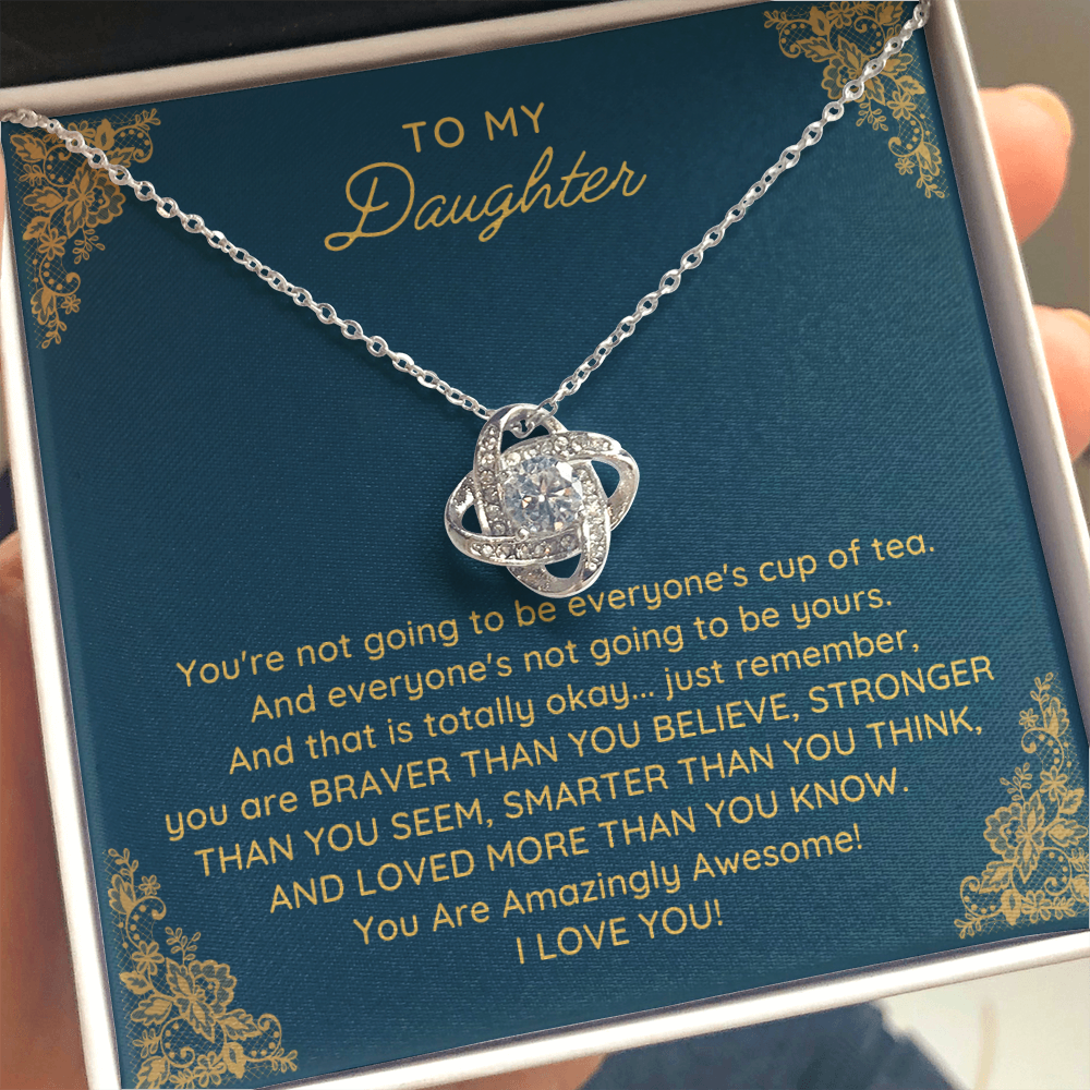 To My Daughter Love Knot Necklace
