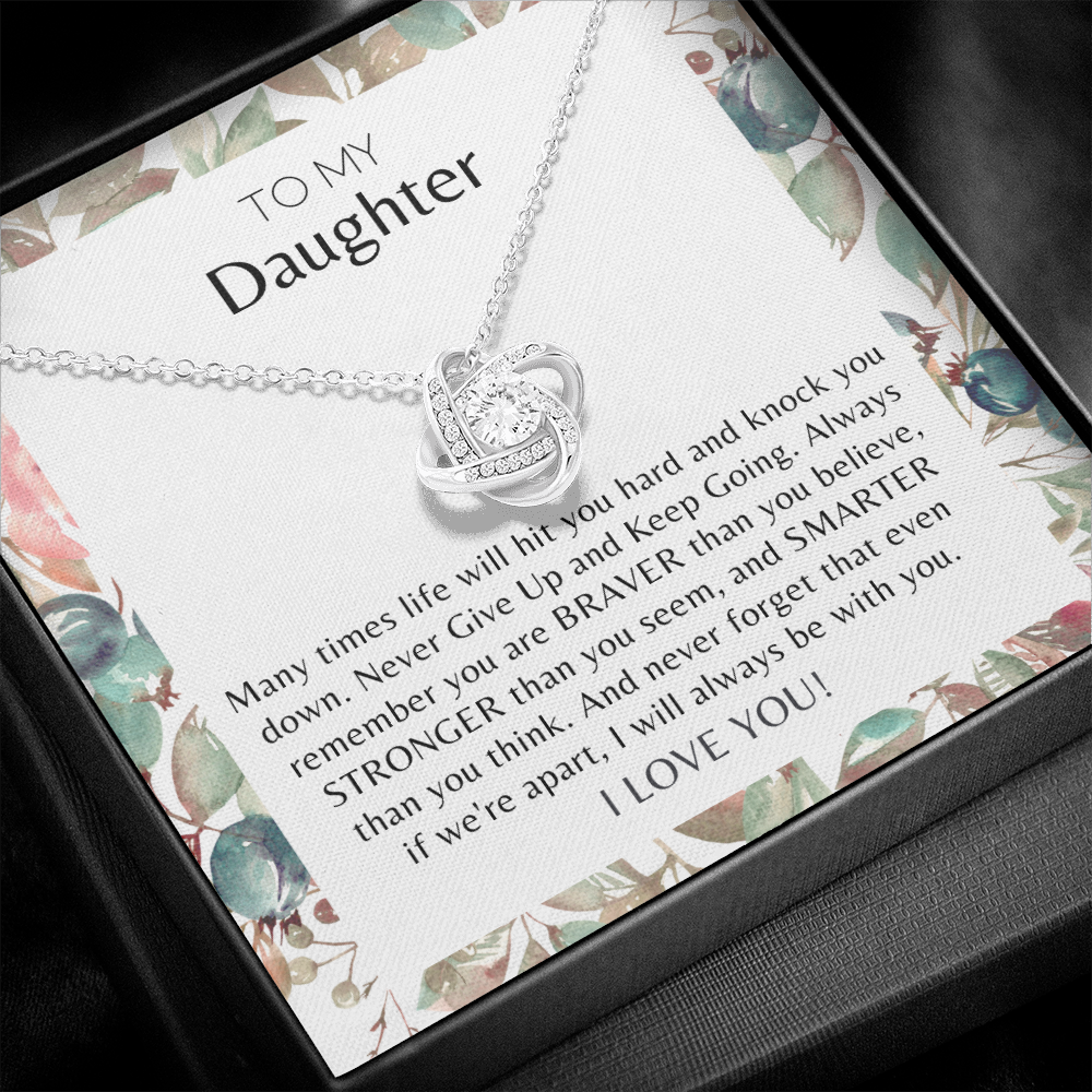 To My Daughter Never Give Up Love Knot Necklace