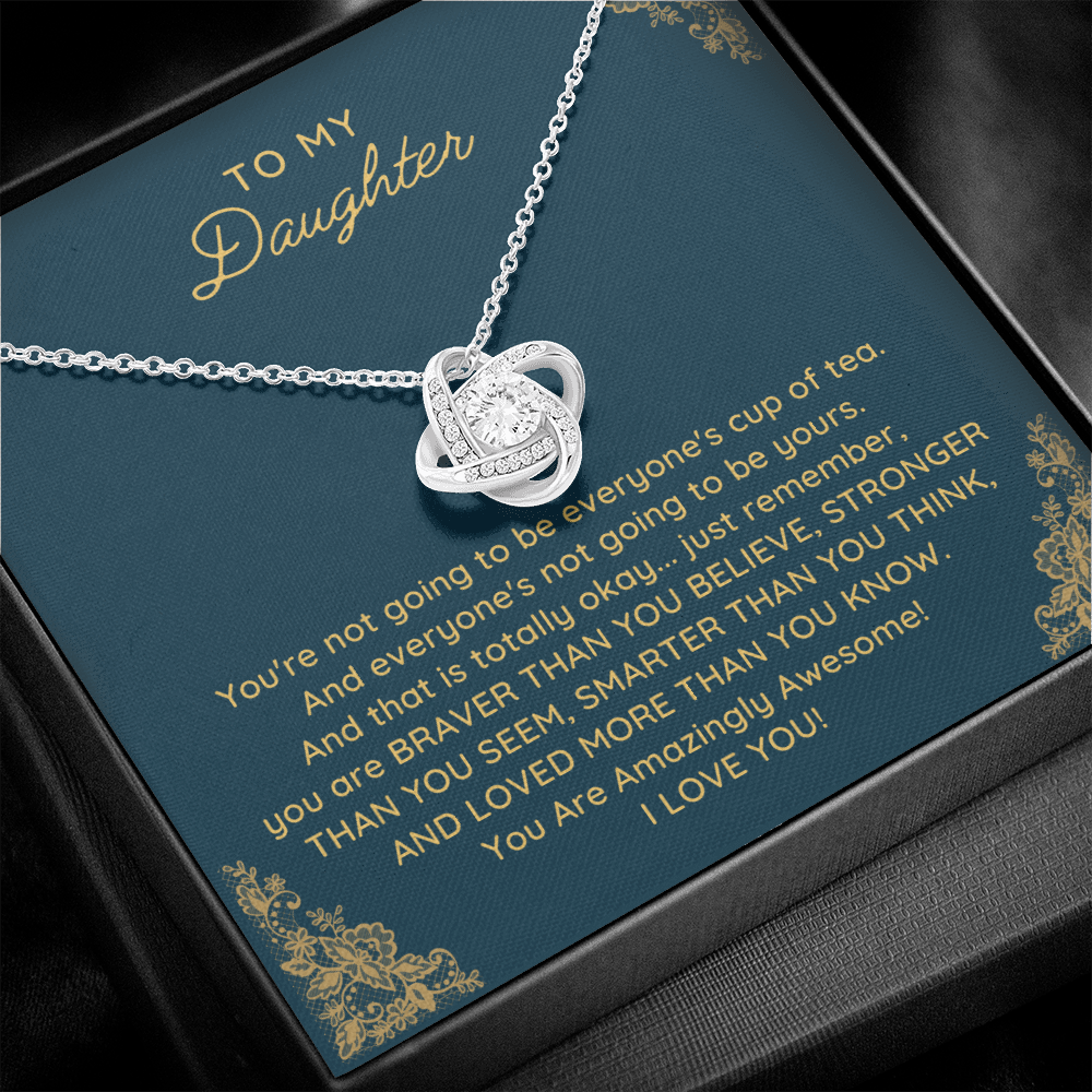 To My Daughter Love Knot Necklace