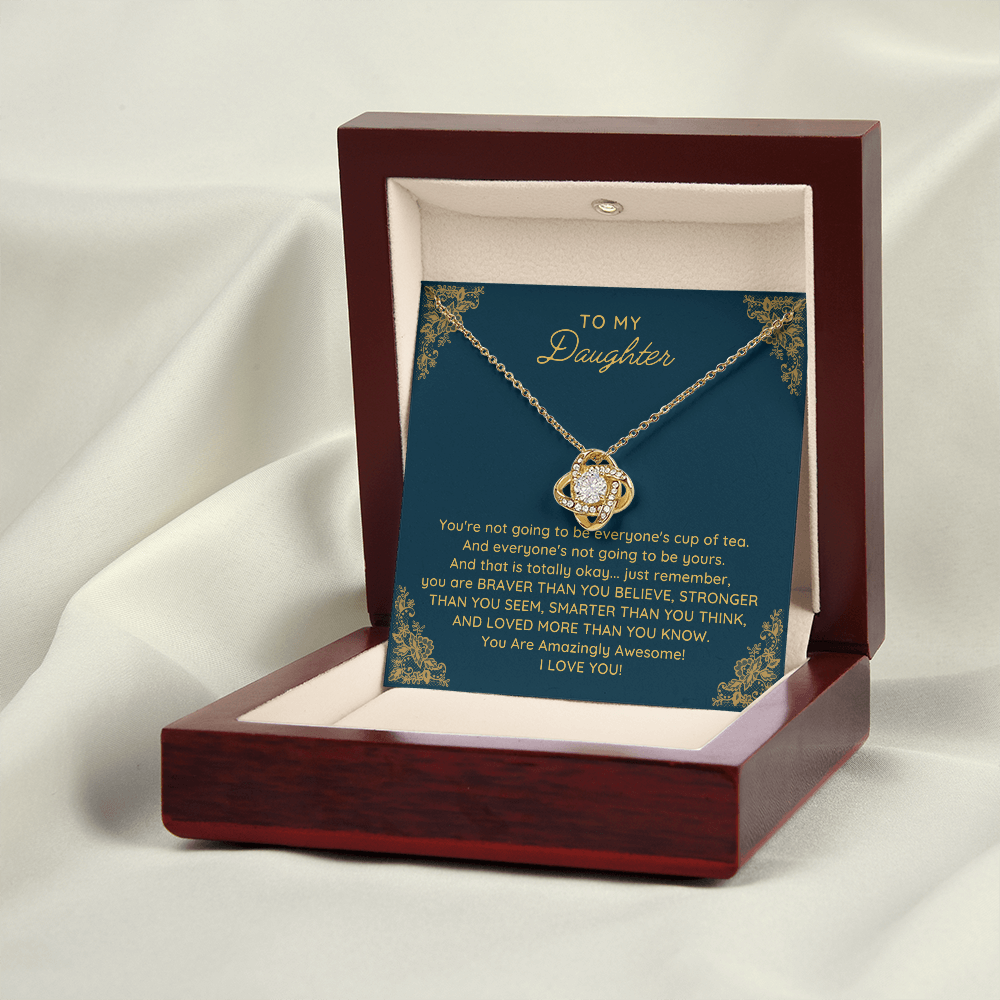To My Daughter Love Knot Necklace