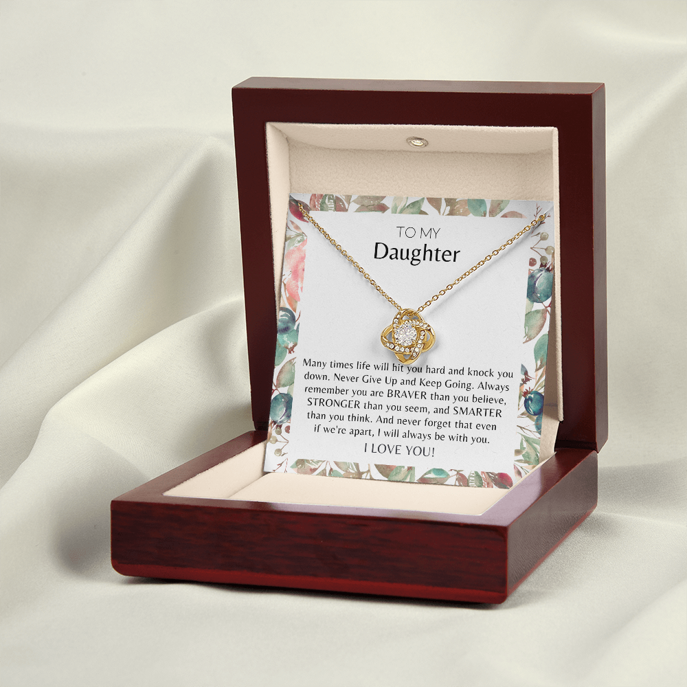 To My Daughter Never Give Up Love Knot Necklace