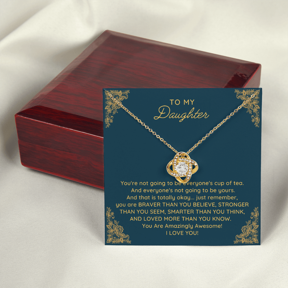 To My Daughter Love Knot Necklace