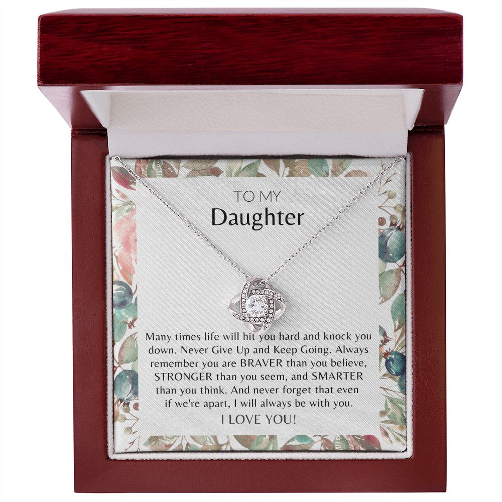 To My Daughter Never Give Up Love Knot Necklace