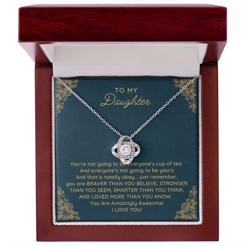 To My Daughter Love Knot Necklace