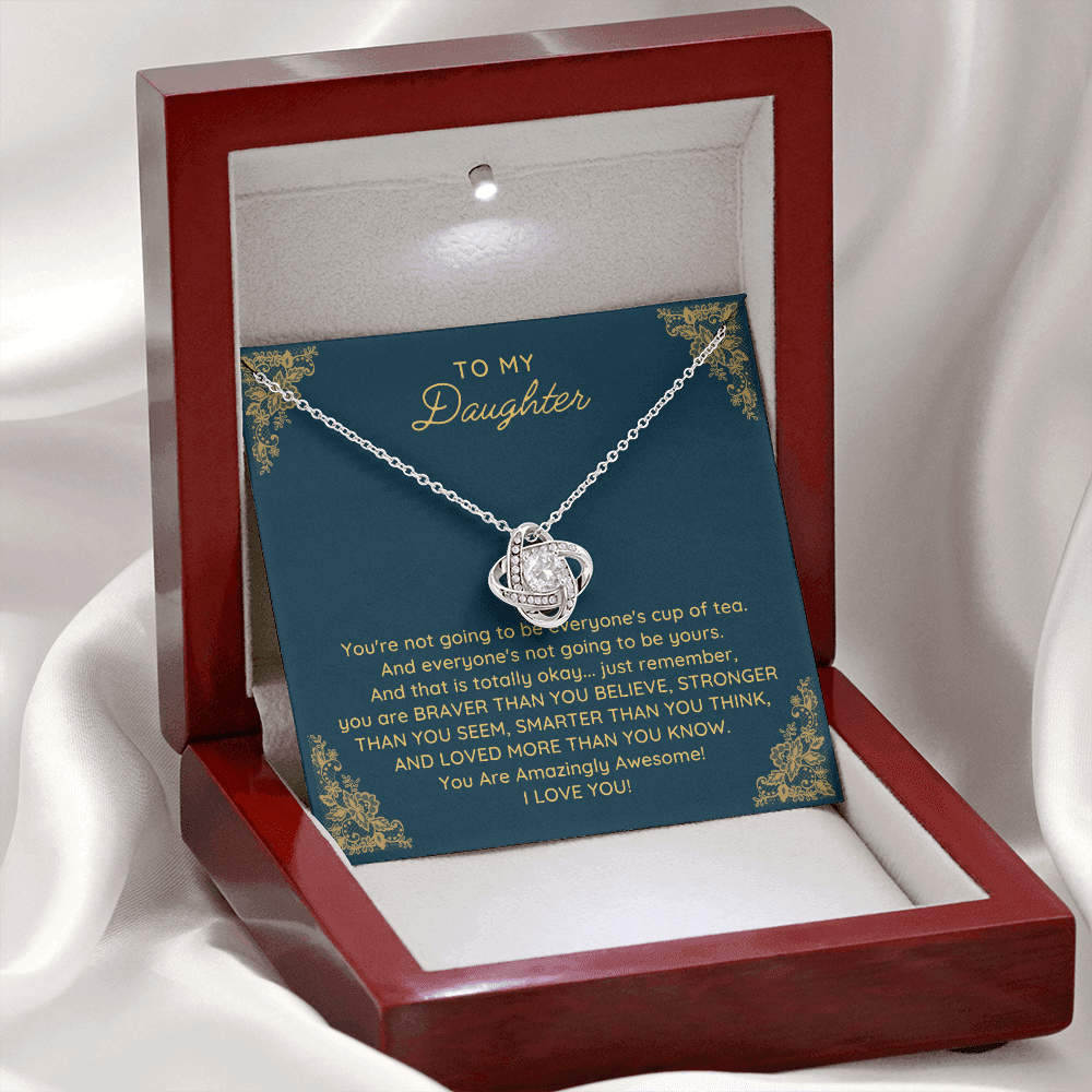 To My Daughter Love Knot Necklace