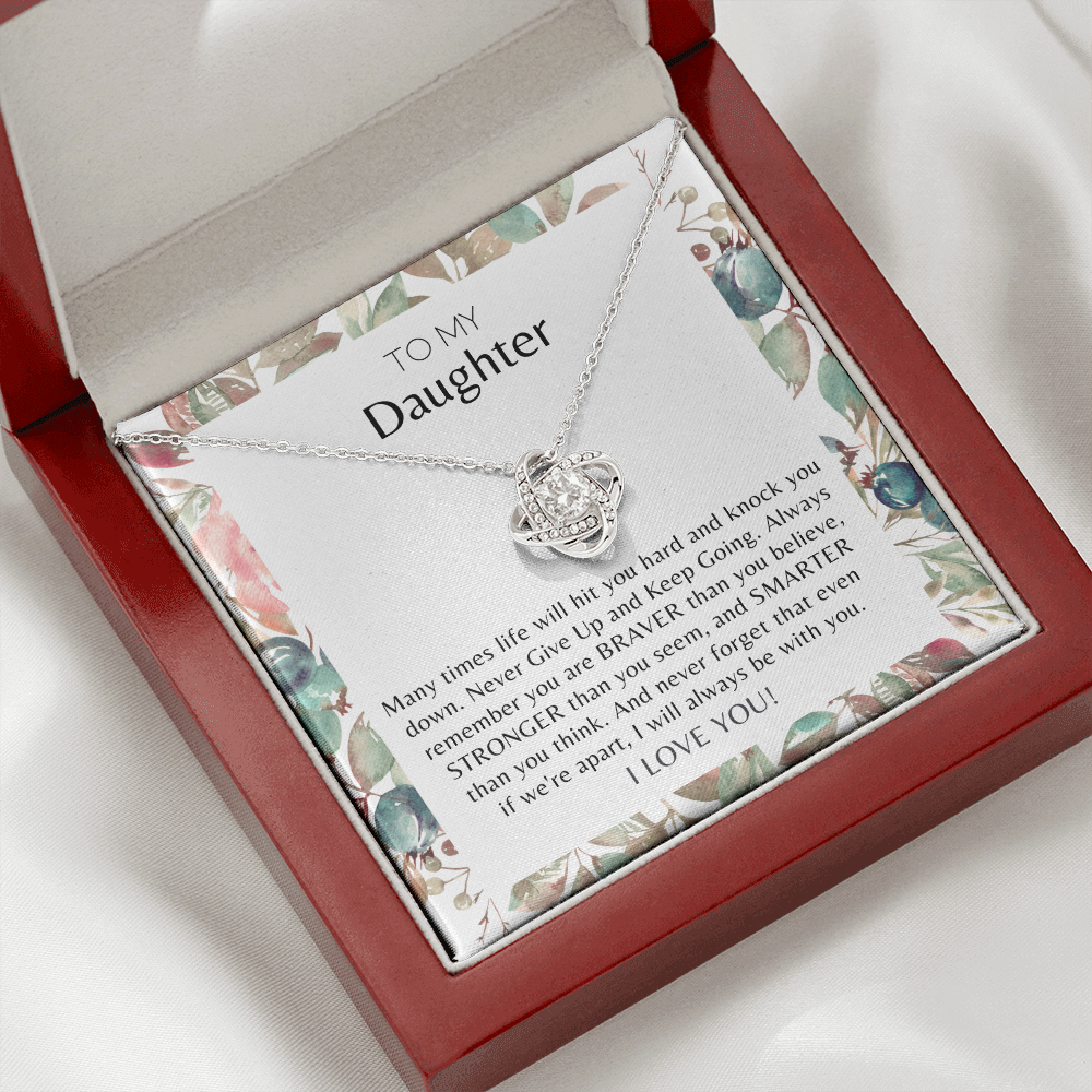 To My Daughter Never Give Up Love Knot Necklace