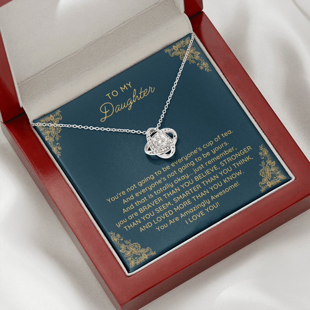 To My Daughter Love Knot Necklace