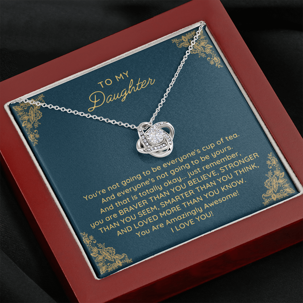 To My Daughter Love Knot Necklace