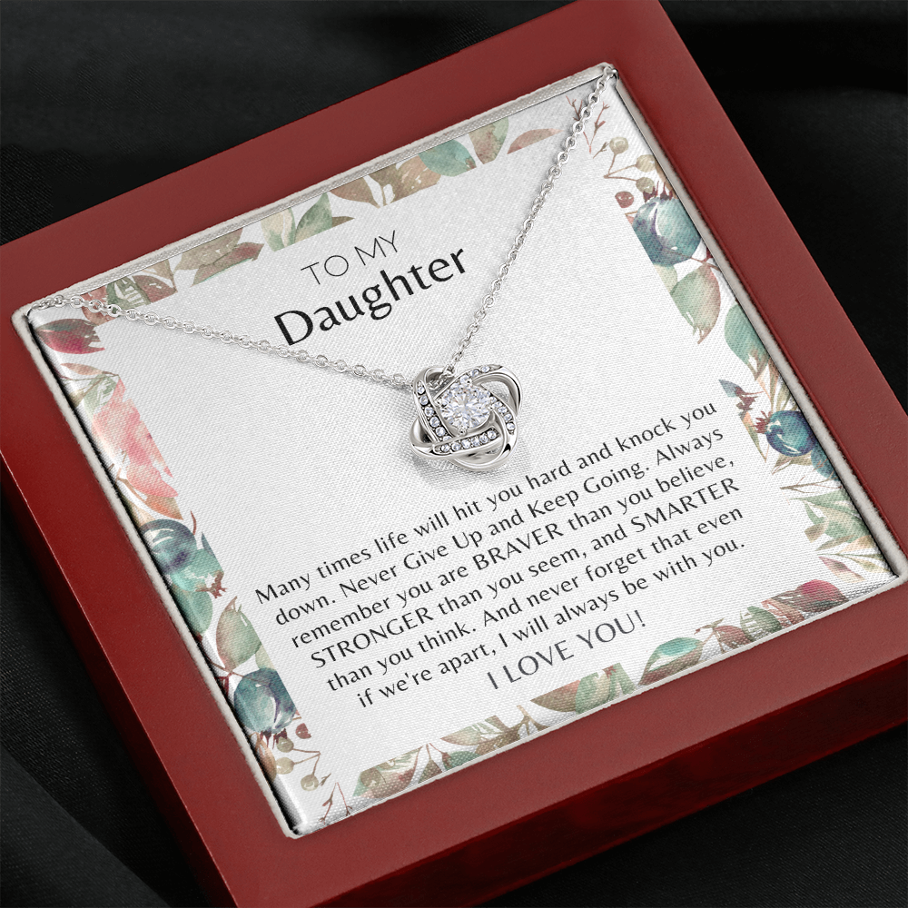 To My Daughter Never Give Up Love Knot Necklace