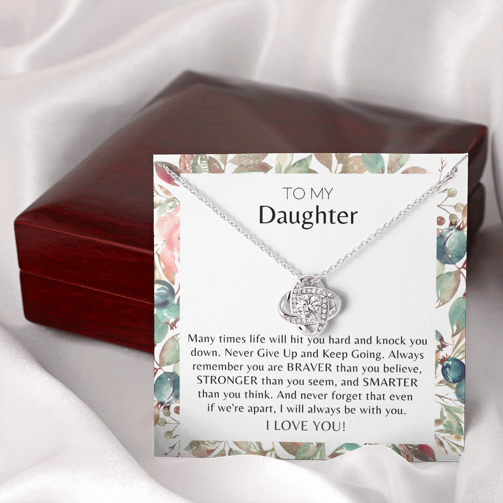 To My Daughter Never Give Up Love Knot Necklace