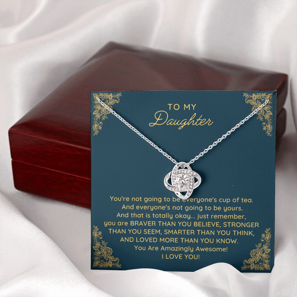 To My Daughter Love Knot Necklace