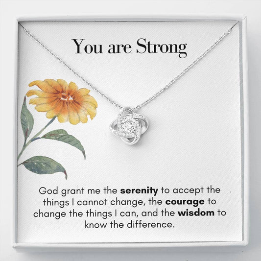 You are Strong Love Knot Necklace