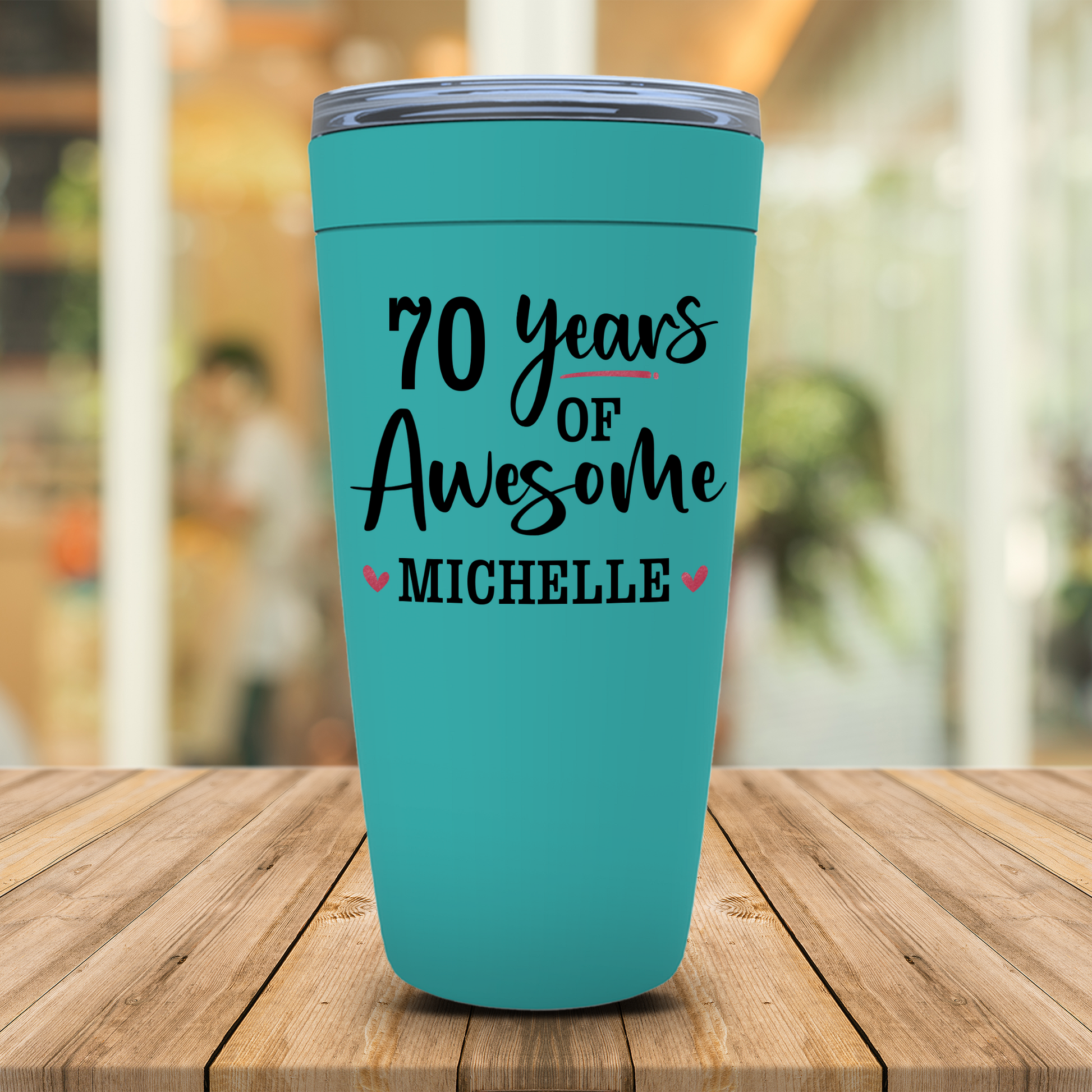 70th Birthday Gift for Women, 70th Birthday Tumbler, Mom, Sister, Friend, Wife Birthday Party Present, 70 Years of Awesome Custom Name Cup