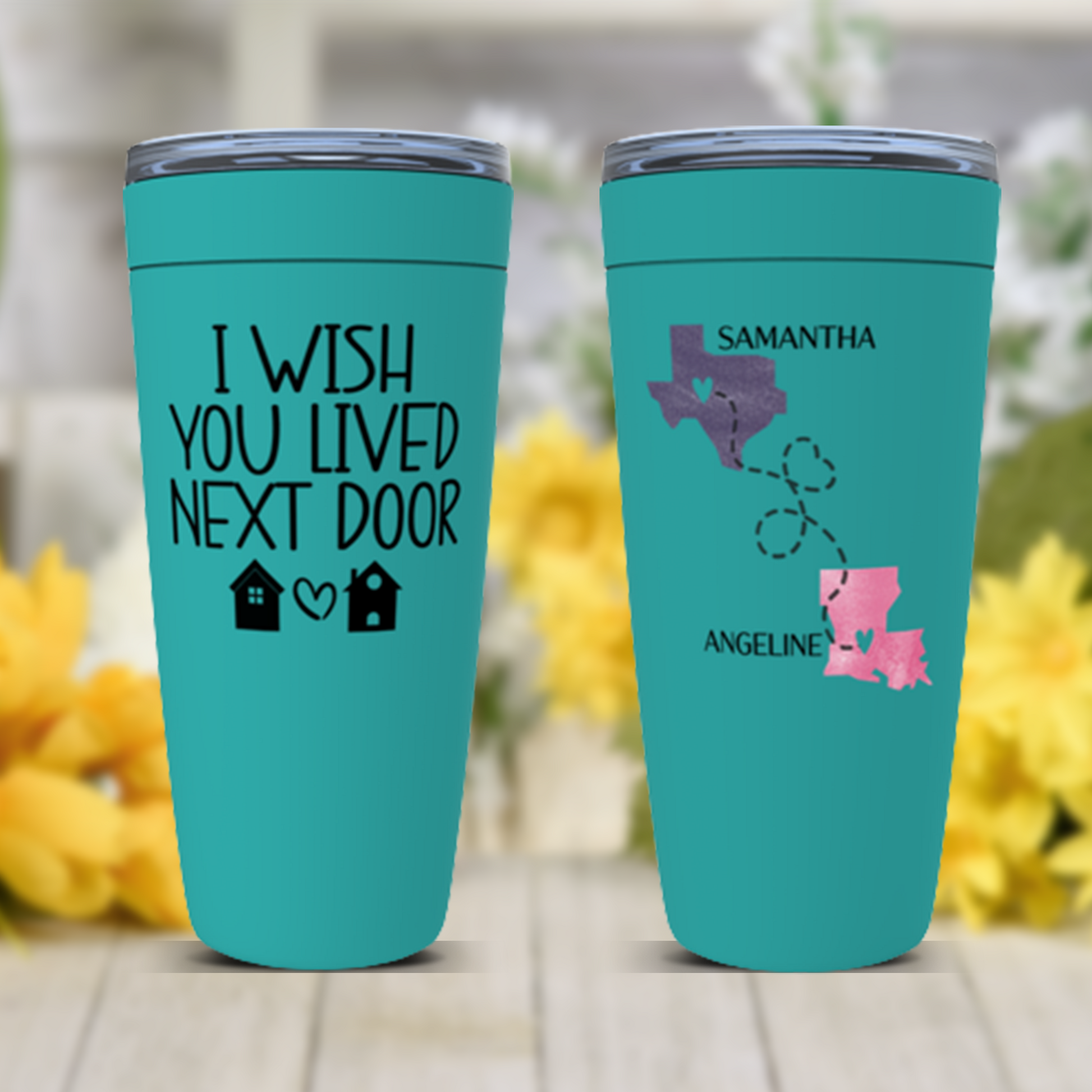 Long Distance Friend Gift, I Wish You Lived Next Door Personalized Tumbler, Moving Away Gift For Sister, Cousin, Mom Missing You Present