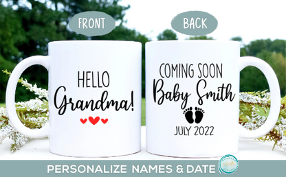 Hello Grandma Baby Coming Soon Mug