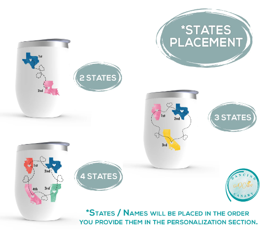 Never Too Far To Drink Together Wine Tumbler - Long Distance Friendship Gift - Custom Name And State To State Cup