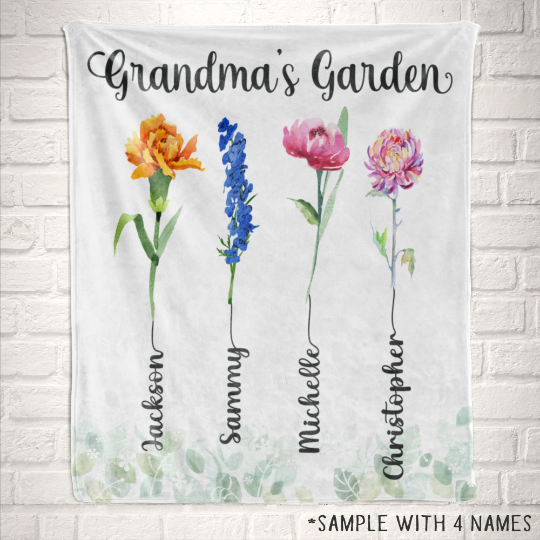 Grandma's Garden Blanket, Blanket with Grandkids Names