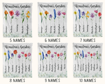 Grandma's Garden Blanket, Blanket with Grandkids Names