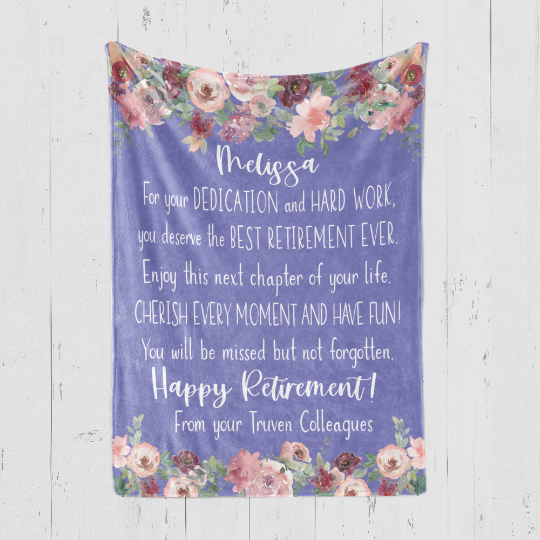 Happy Retirement Floral Blanket