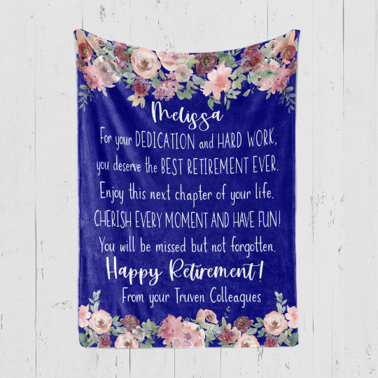 Happy Retirement Floral Blanket