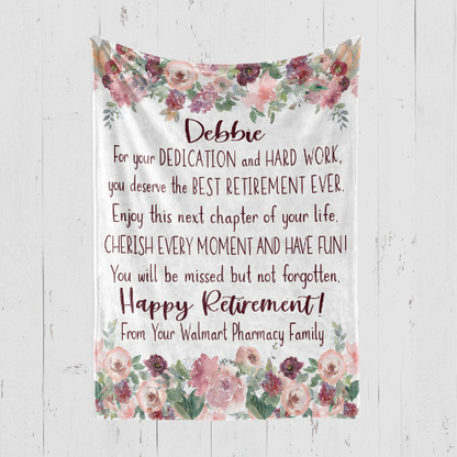 Happy Retirement Floral Blanket