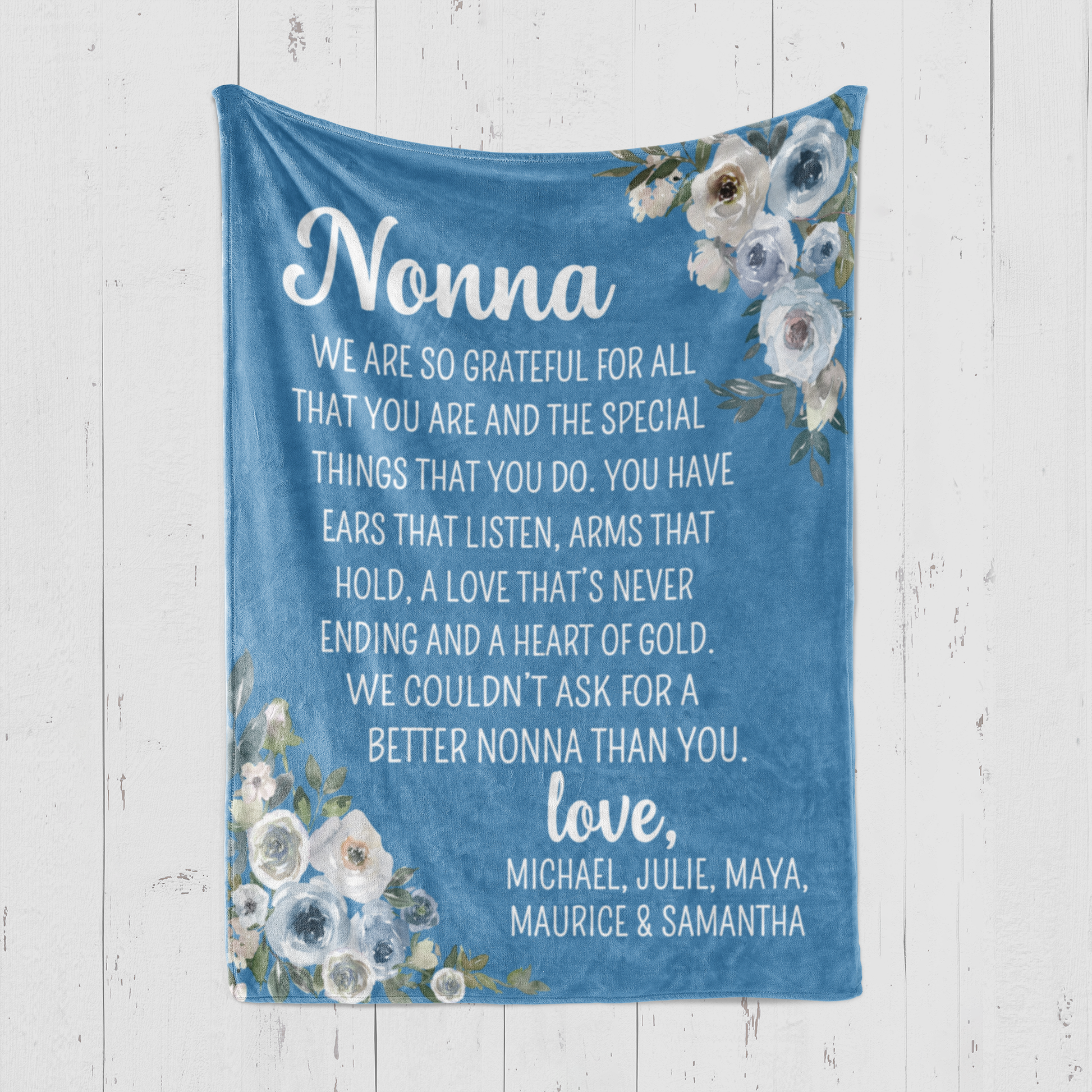 Nonna We are Grateful Grandkids Blanket